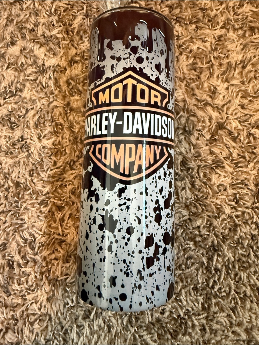 Harley-Davidson Black, White & Orange Splatter Insulated Tumbler